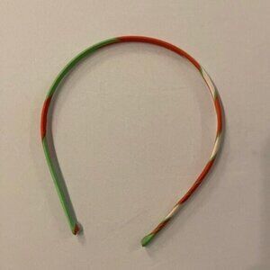 🧡💚 Vintage Colorful Green & Orange Striped Headband with Satin Finish 💚🧡